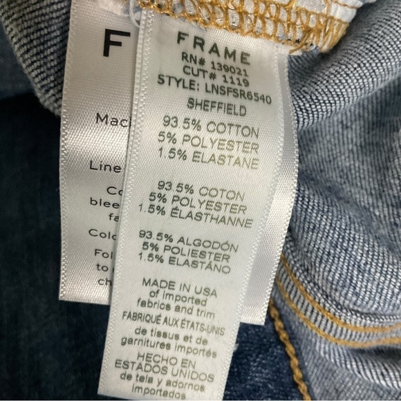Frame Le Nouveau Straight Jeans Split Hem Medium Wash Sz 25  250 - Picture 13 of 13